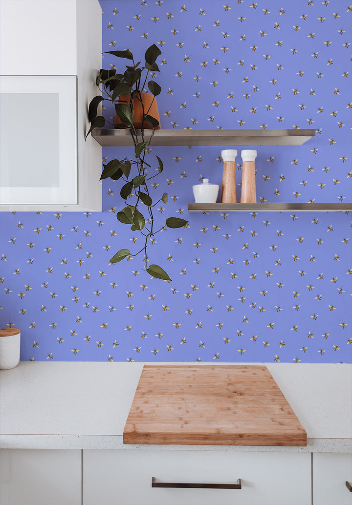 Bee - Periwinkle Wallpaper by Cara's Garden