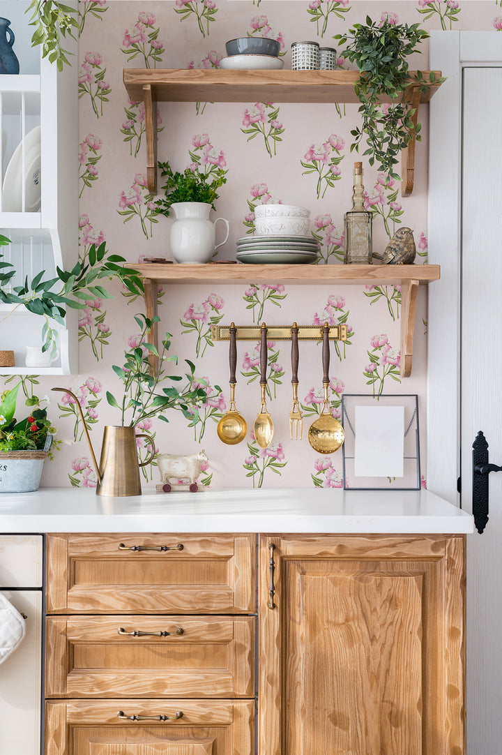 Peony Bouquet - Pink Floral Wallpaper by Cara's Garden