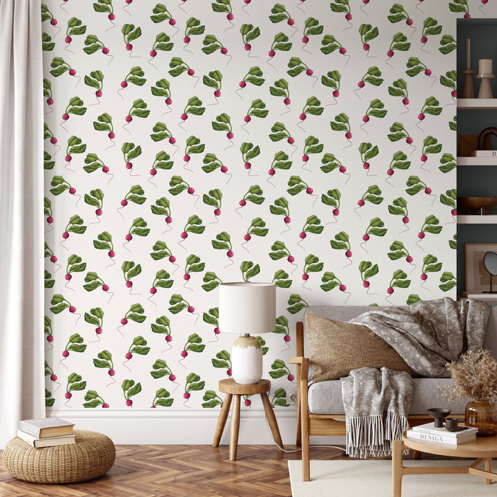 Radishes - Cream Wallpaper by Cara's Garden