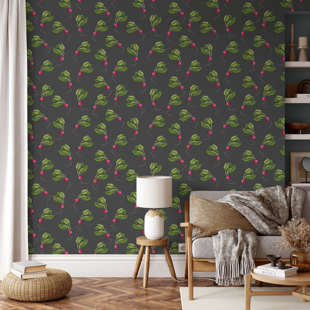 Radishes - Gray Wallpaper by Cara's Garden
