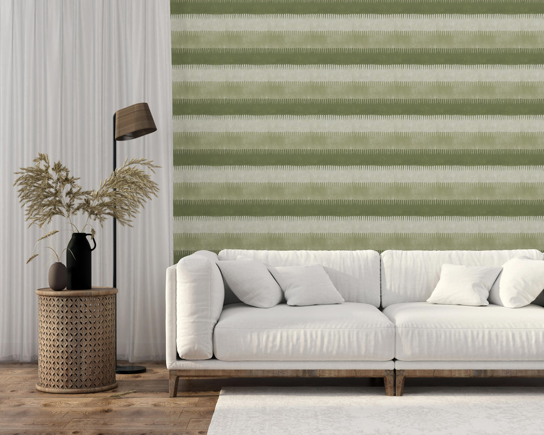 Cabana Stripe - Olives Wallpaper