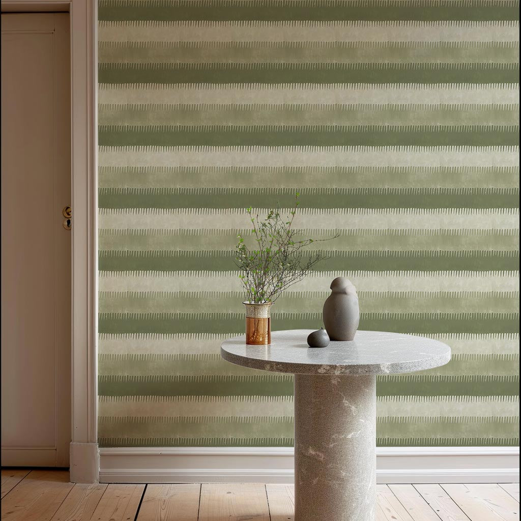 Cabana Stripe - Olives Wallpaper