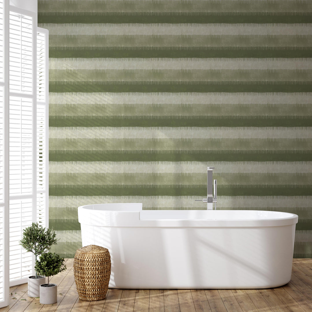Cabana Stripe - Olives Wallpaper