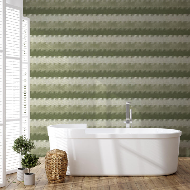 Cabana Stripe - Olives Wallpaper