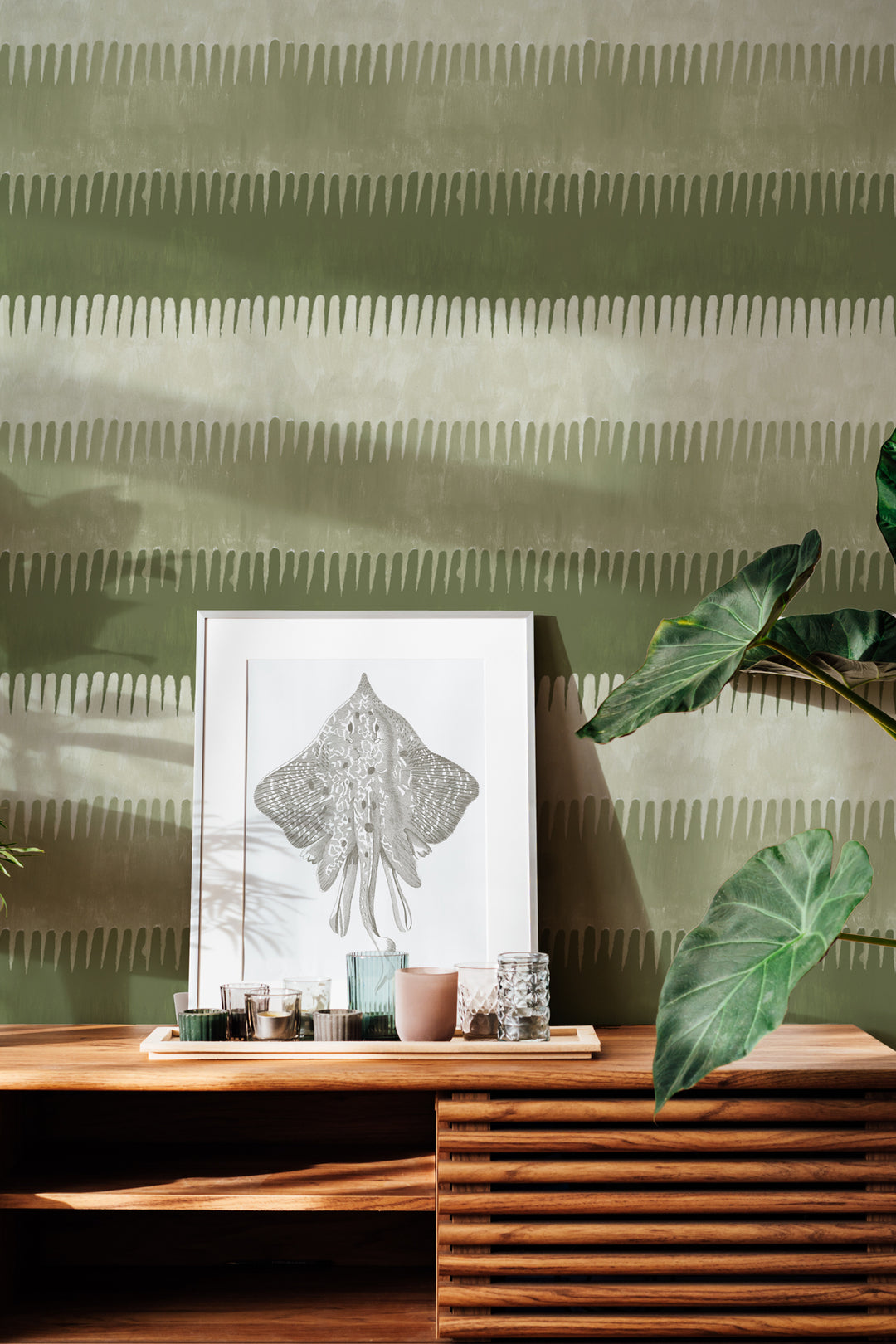 Cabana Stripe - Olives Wallpaper