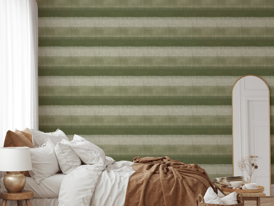 Cabana Stripe - Olives Wallpaper