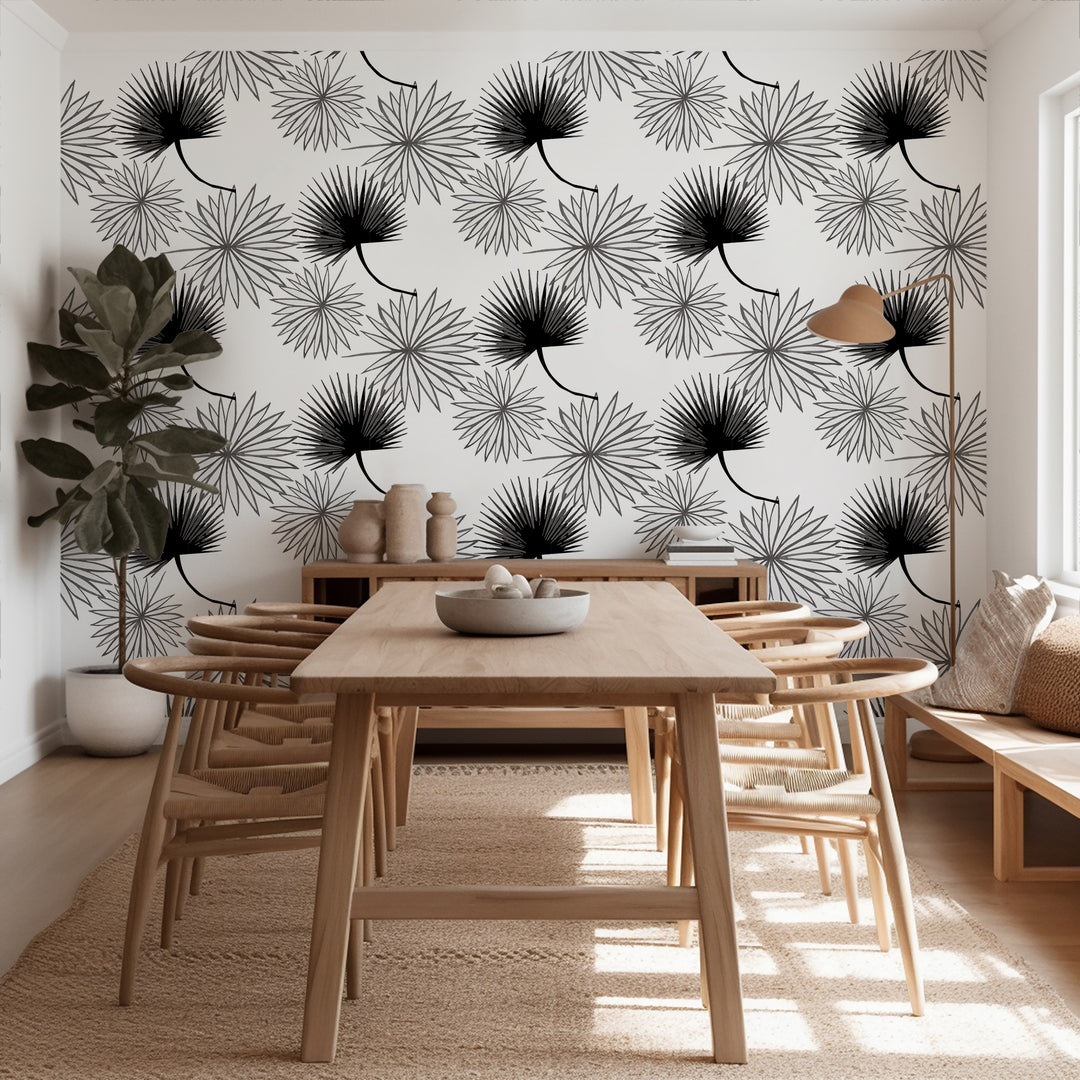 Cabbage Palm - White Floral Wallpaper by Bohemian Bungalow