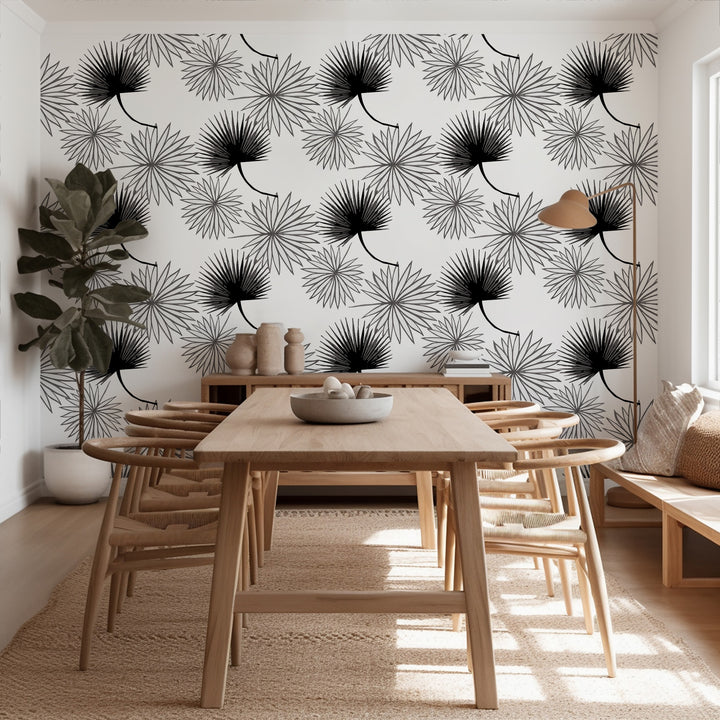 Cabbage Palm - White Floral Wallpaper by Bohemian Bungalow