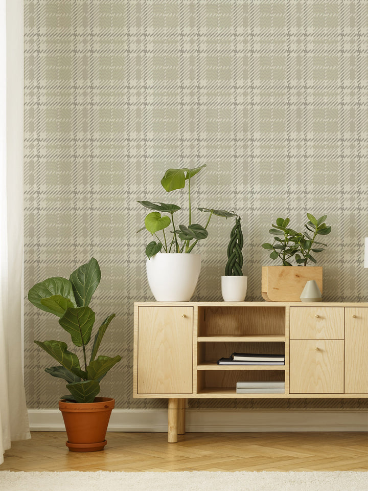 Clark Plaid - Berteau Beige Wallpaper
