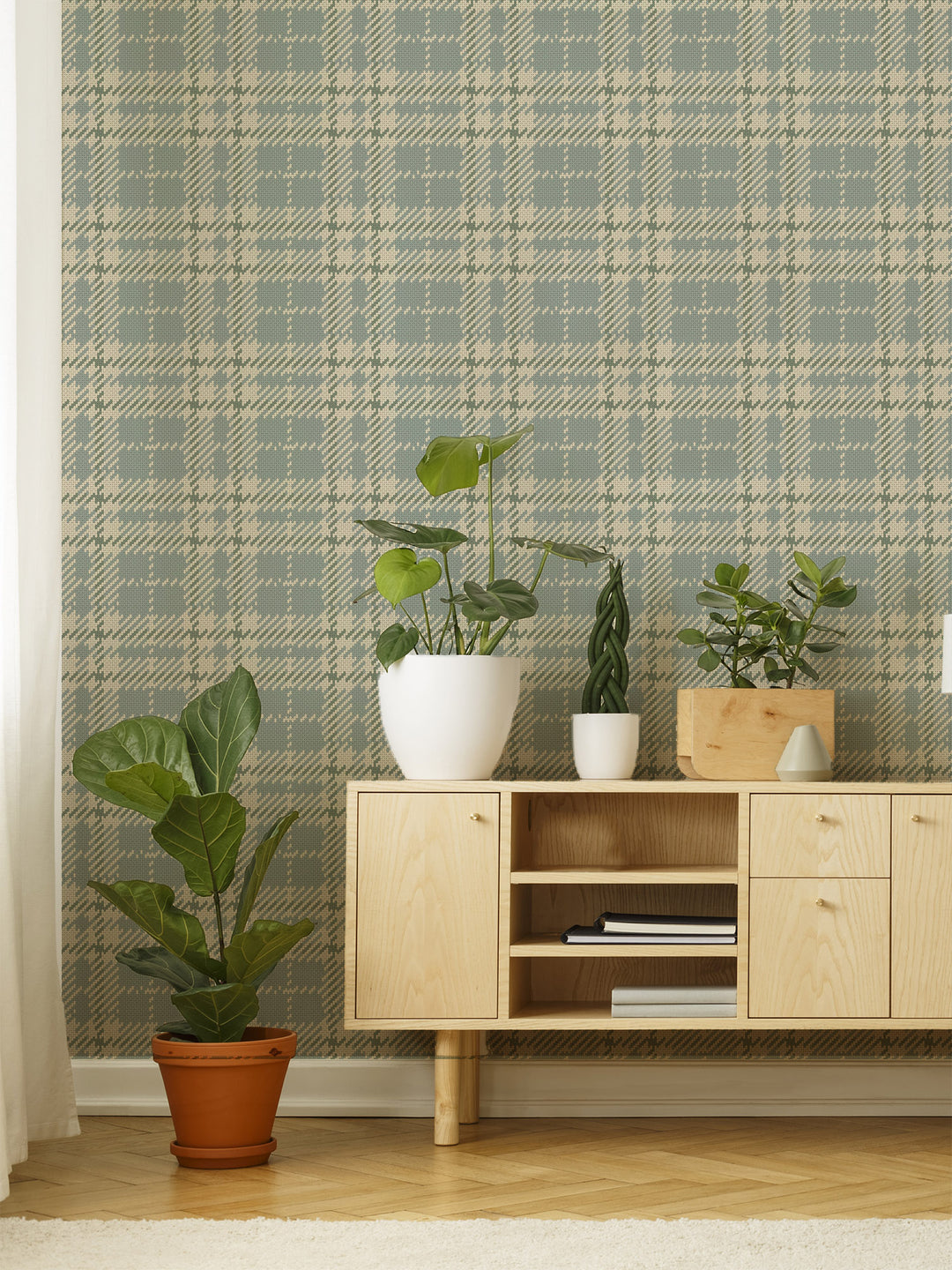 Clark Plaid - Lake Shore Blue Wallpaper