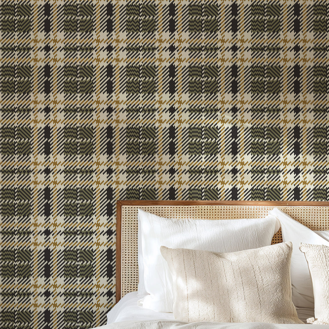 Clark Plaid - Wood Lawn Green Wallpaper