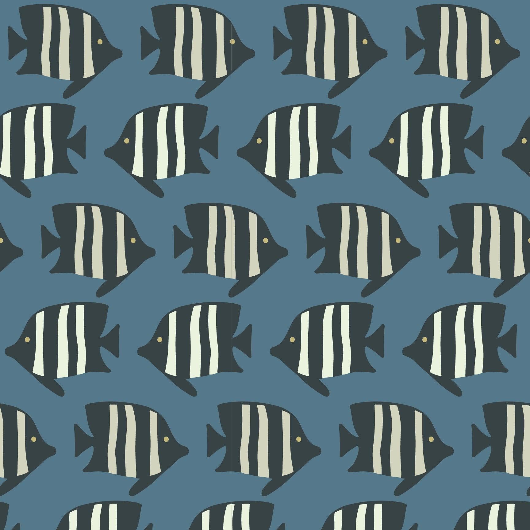 Coastal Fish - Blue Wallpaper – Mitchell Black