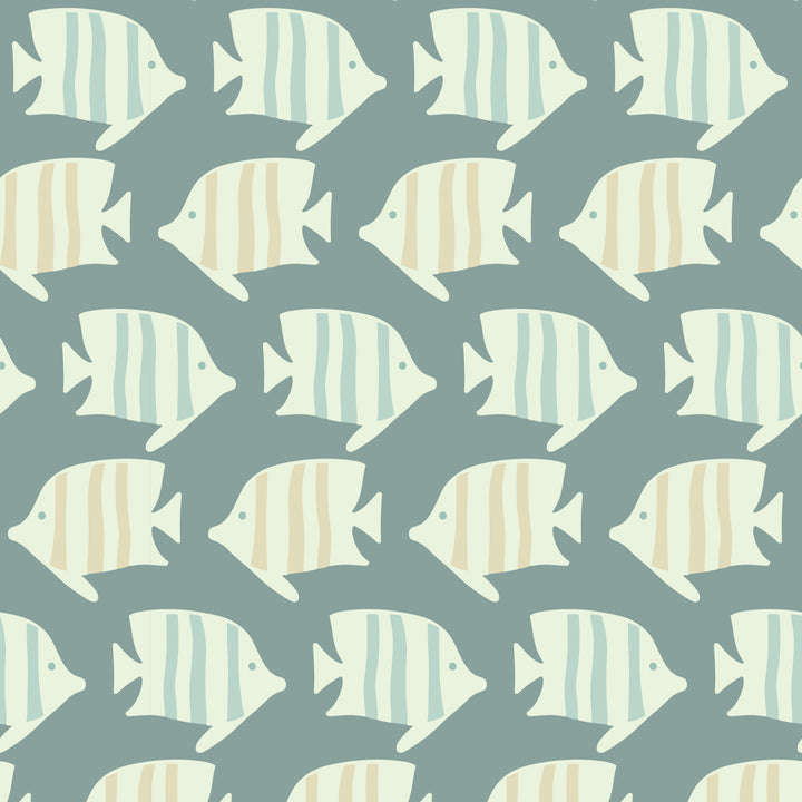 Coastal Fish - Tropical Green Wallpaper