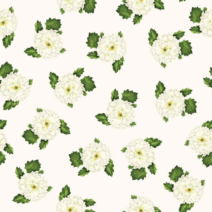 Dahlia - Cream Floral Wallpaper by Cara's Garden