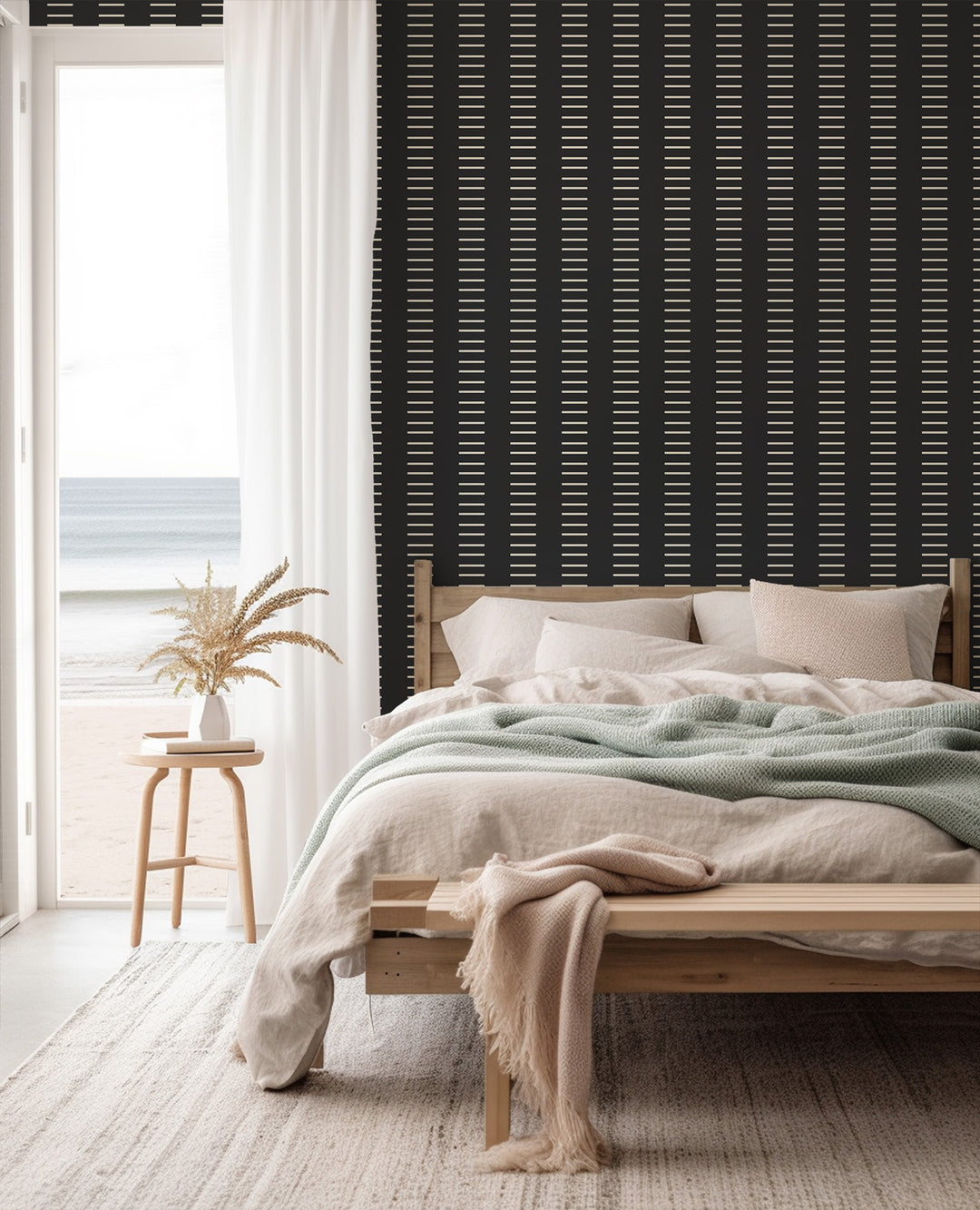 Dashing - Jet Black Reverse Geometric Wallpaper by Mrs. Paranjape