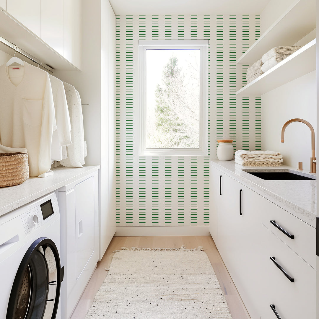 Dashing - Signature Green Geometric Wallpaper by Mrs. Paranjape