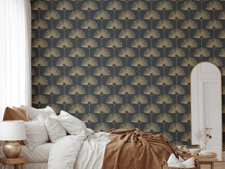 Deco Fan - Black Gold Wallpaper by Bohemian Bungalow