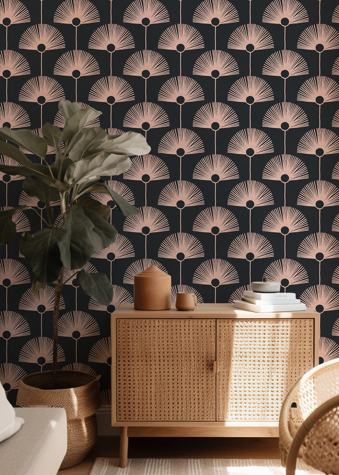 Deco Fan - Blush Wallpaper by Bohemian Bungalow