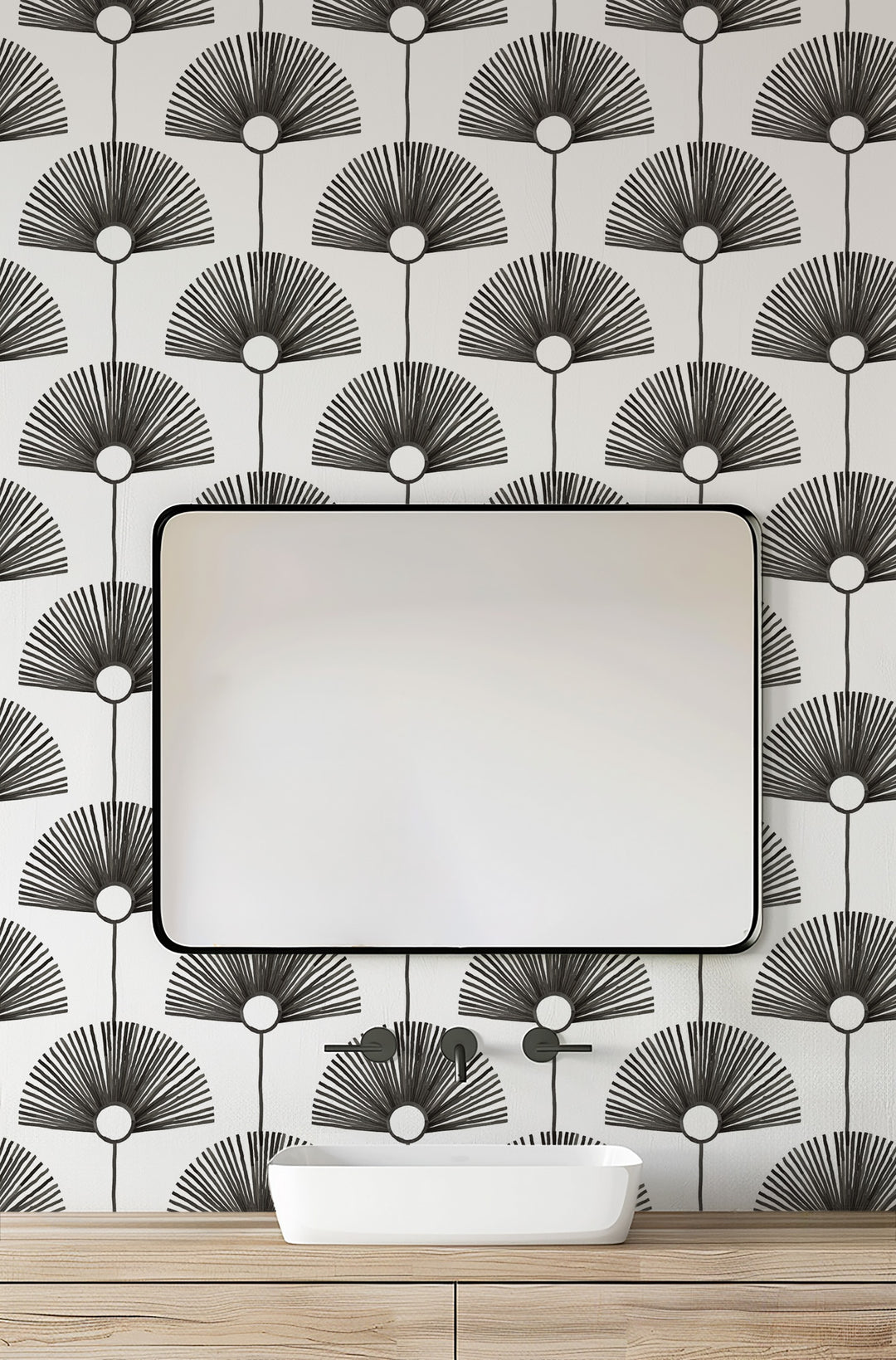 Deco Fan - Calligraphy Black Wallpaper by Bohemian Bungalow