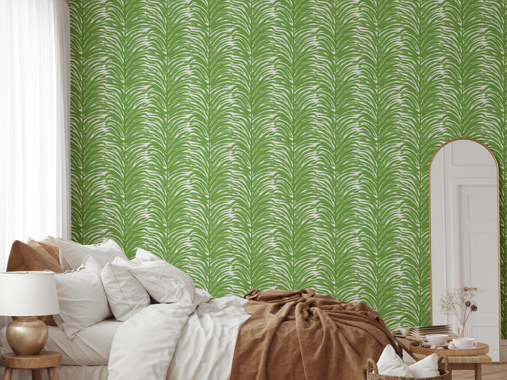Deco Fern - Basil Floral Wallpaper by Bohemian Bungalow