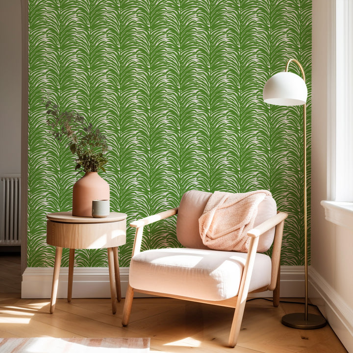 Deco Fern - Basil Floral Wallpaper by Bohemian Bungalow