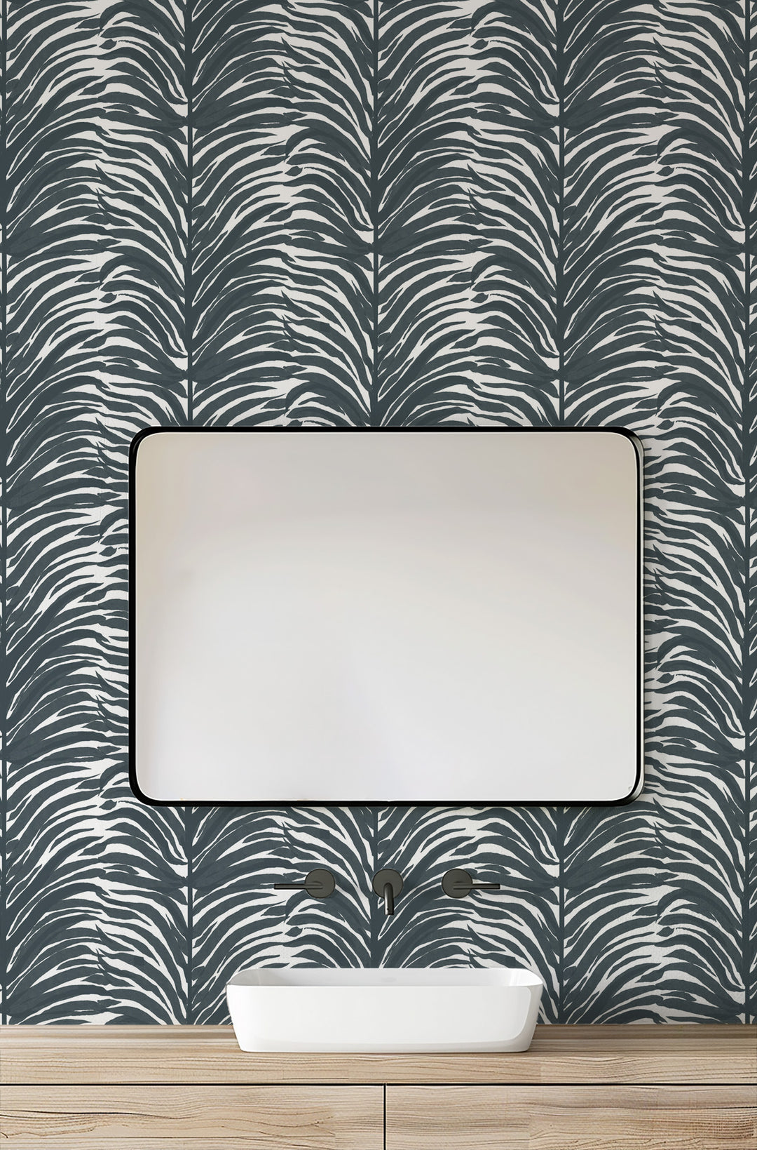 Deco Fern - Charcoal Floral Wallpaper by Bohemian Bungalow