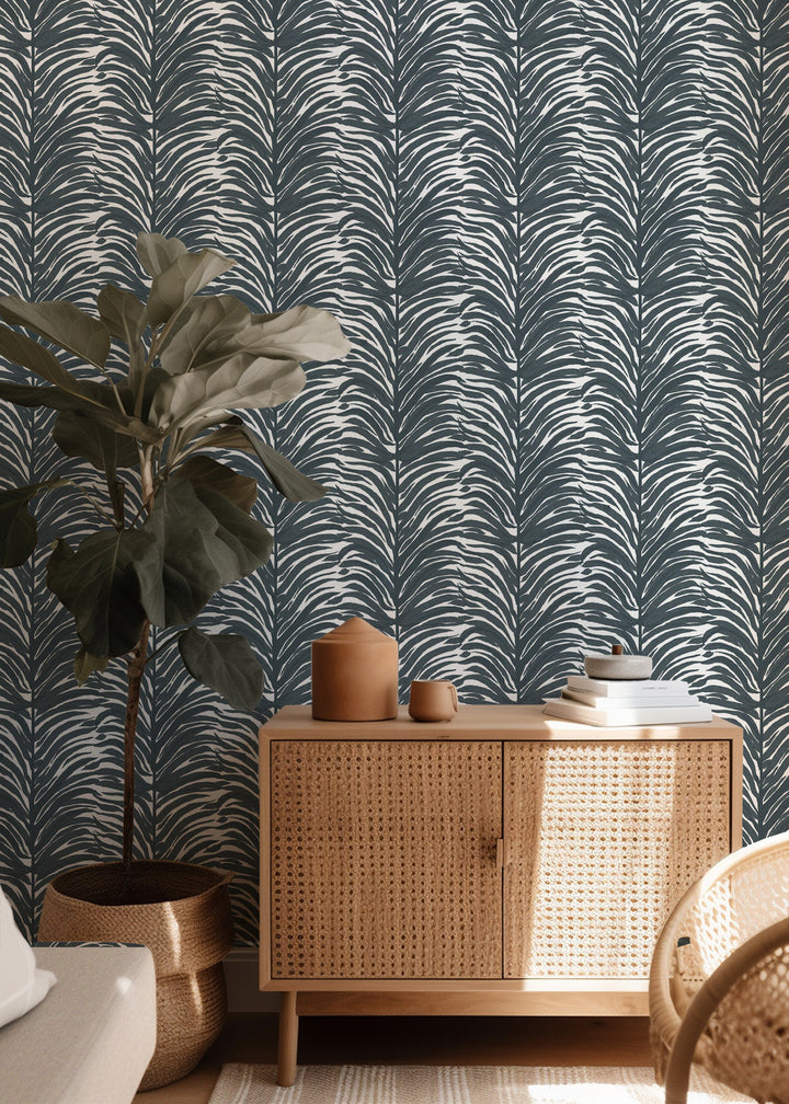 Deco Fern - Charcoal Floral Wallpaper by Bohemian Bungalow
