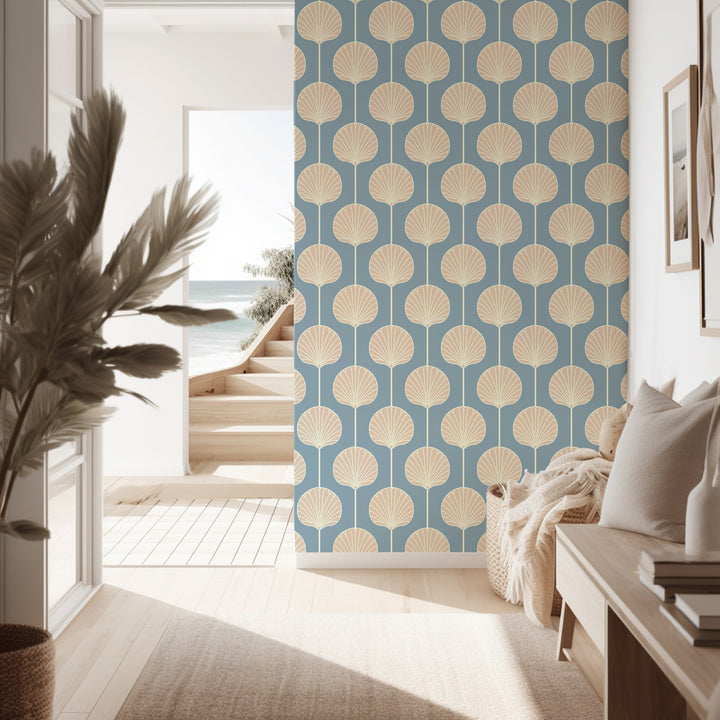 Deco Lily Large - Coastal Blue Wallpaper