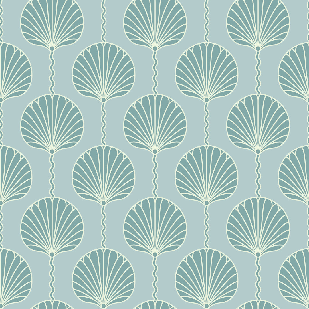 Deco Lily - Light Blue and Teal Wallpaper