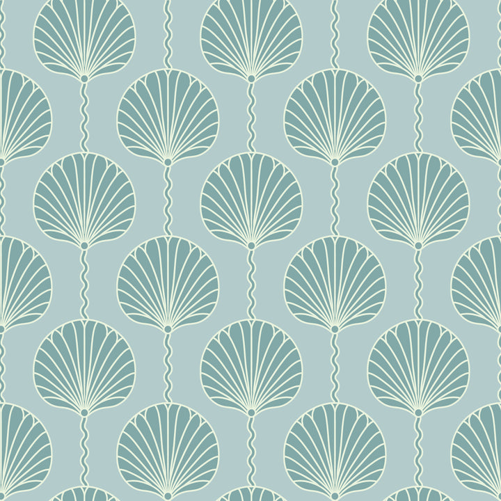 Deco Lily - Light Blue and Teal Wallpaper