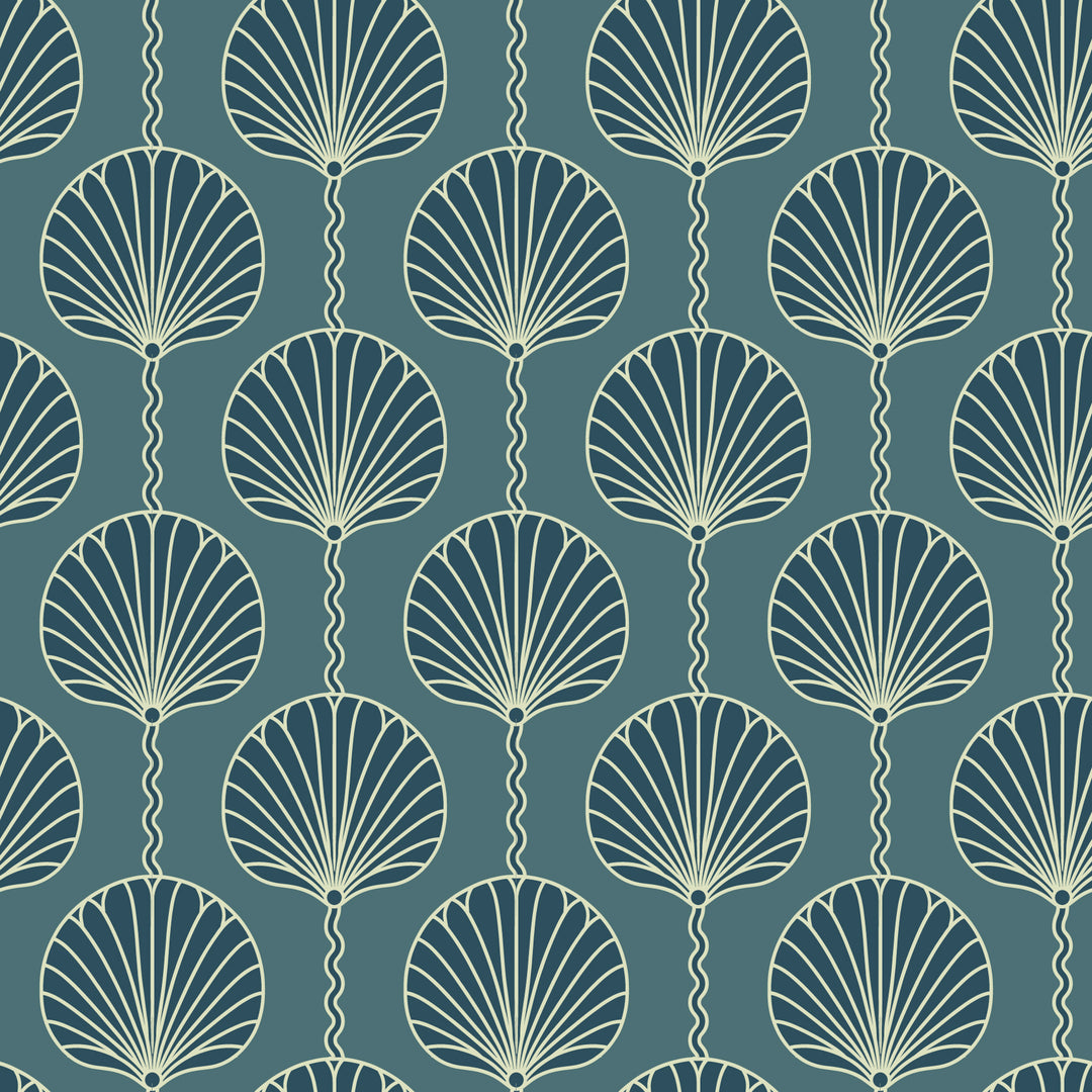 Deco Lily - Dolphin Blue Wallpaper