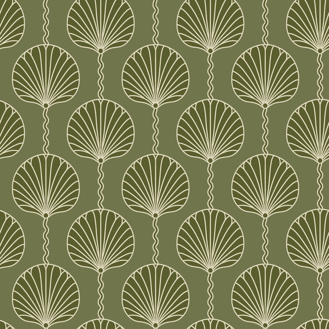 Deco Lily - Olive Wallpaper