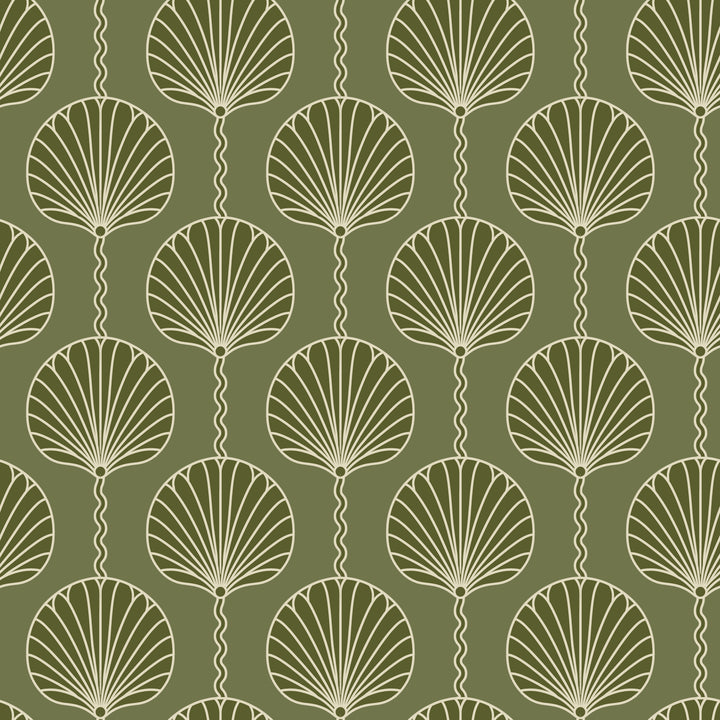 Deco Lily - Olive Wallpaper