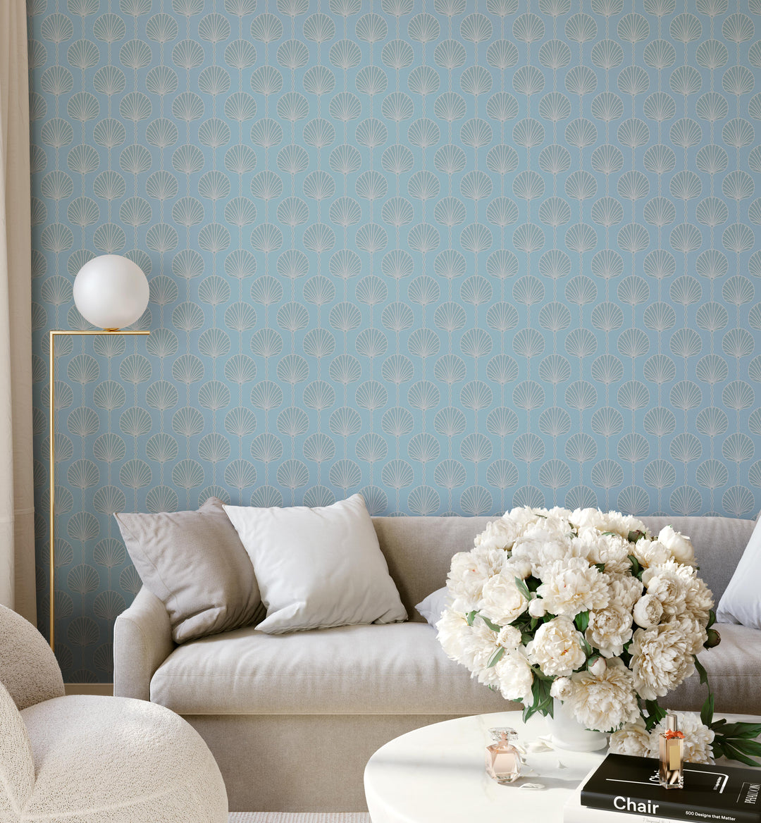 Deco Lily - Sky Blue Wallpaper
