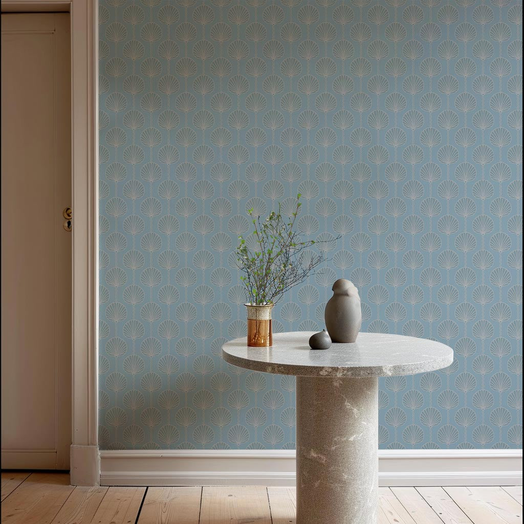 Deco Lily - Sky Blue Wallpaper