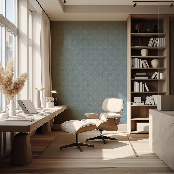 Deco Lily - Sky Blue Wallpaper