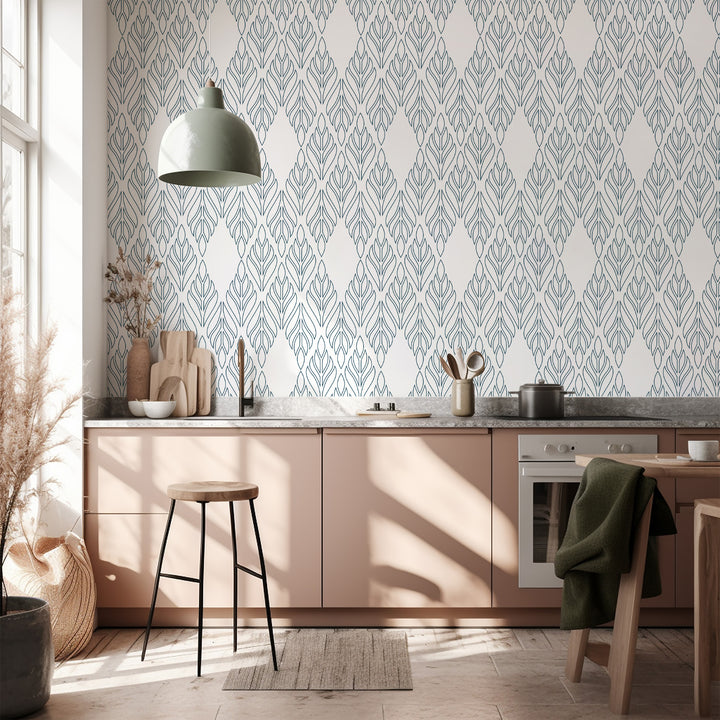 Deco Palm - Sapphire Floral Wallpaper by Bohemian Bungalow