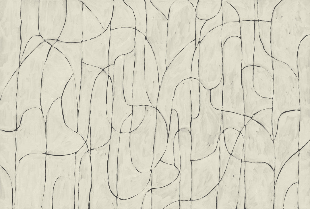 Boulder Beach Wall Mural - Off White Linen Wallpaper by Forbes Masters