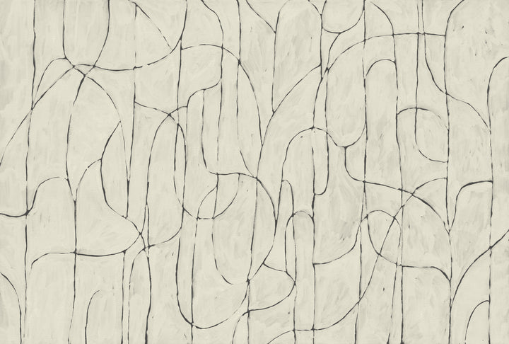 Boulder Beach Wall Mural - Off White Linen Wallpaper by Forbes Masters