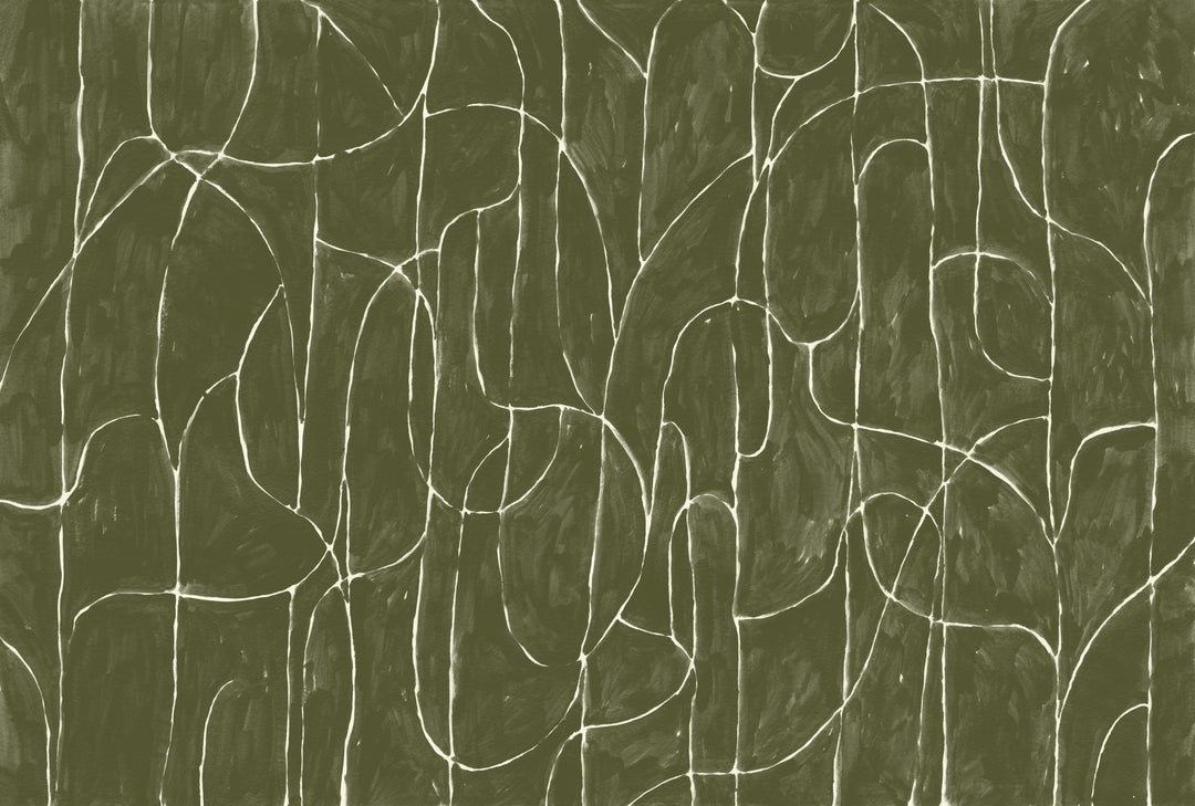 Boulder Beach Wall Mural - Olive Wallpaper by Forbes Masters