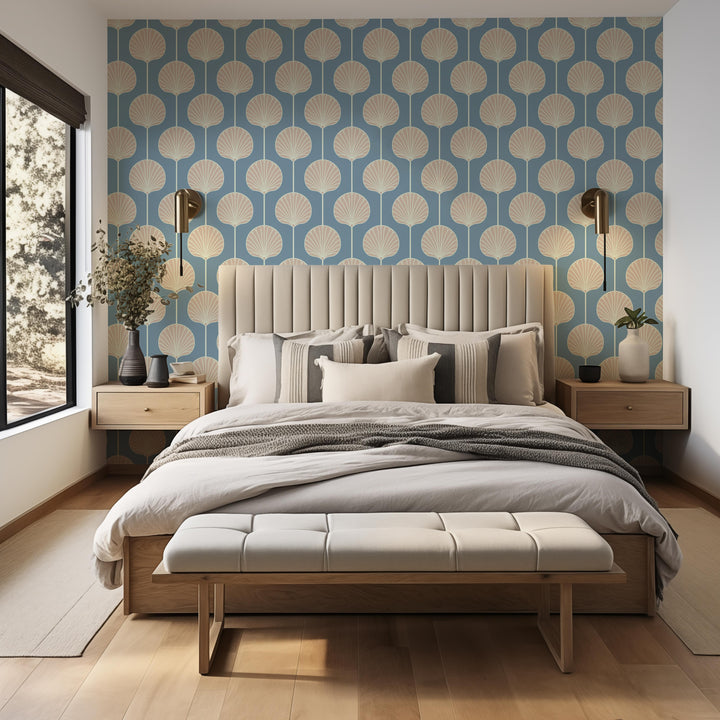 Deco Lily Large - Coastal Blue Wallpaper