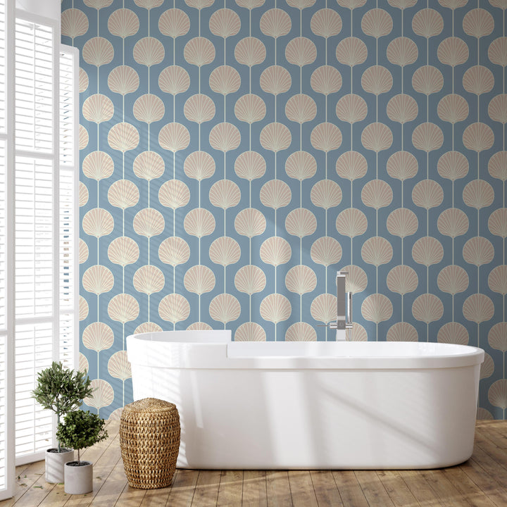 Deco Lily Large - Coastal Blue Wallpaper