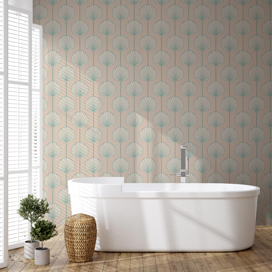 Deco Lily Large - Pink Sand Wallpaper