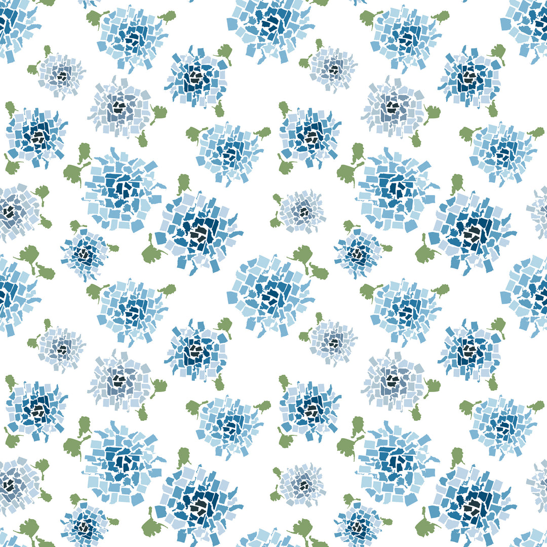 Fifty States Hydrangea - Blue Floral Wallpaper by Honey + Hank