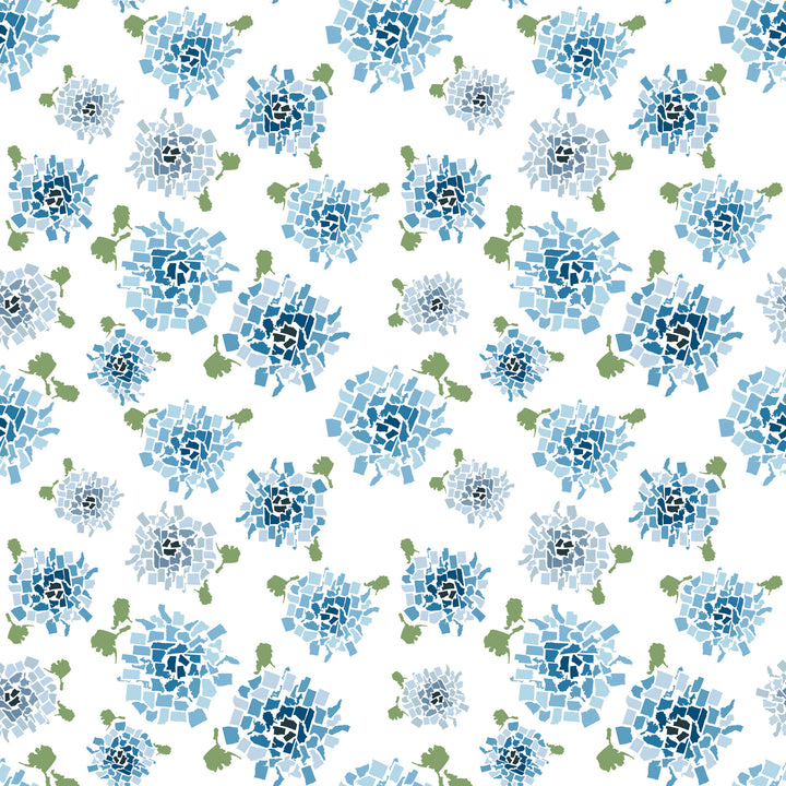 Fifty States Hydrangea - Blue Floral Wallpaper by Honey + Hank