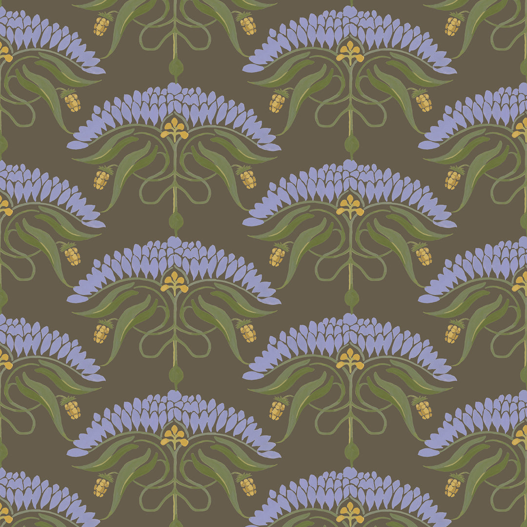 Fleur de Rêve - Brown Lavender Floral Wallpaper