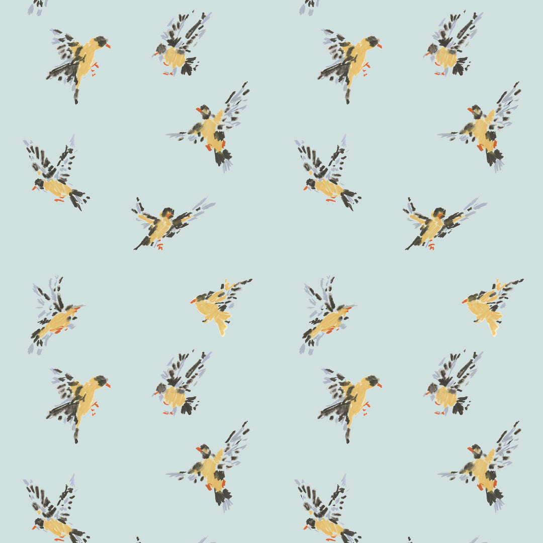 Flight of the Finches - Daylight Blue Wallpaper