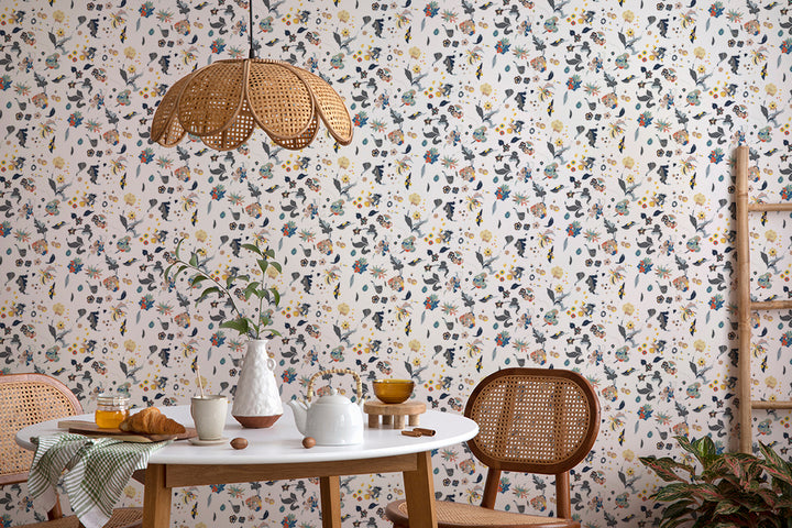 Floral Bliss - White Wallpaper