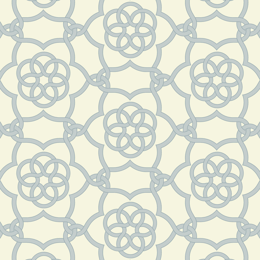 Floret Lattice - Pale Mineral Blue Wallpaper