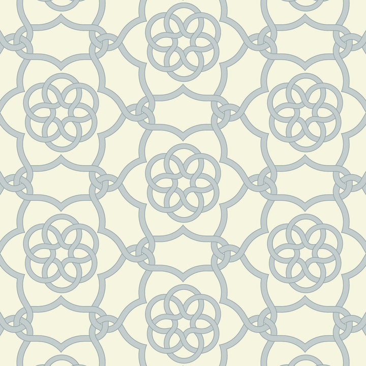 Floret Lattice - Pale Mineral Blue Wallpaper